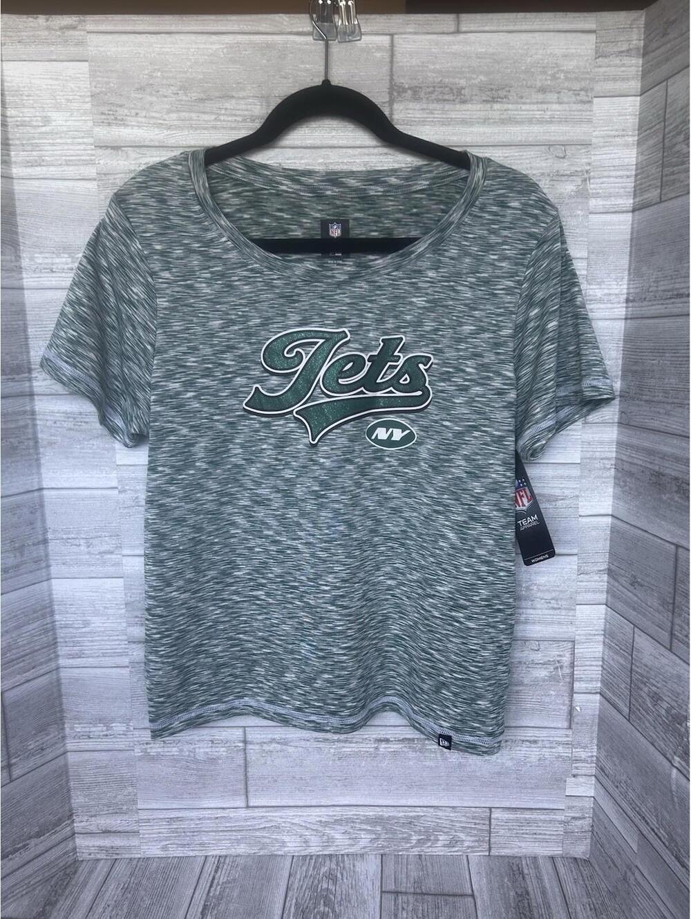 New Era Women's Medium New York Jets Space-Dye Glitter Green T-Shirt NWT